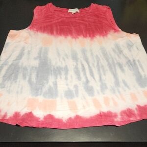 Knox Rose Pink and White Tie-Dye Sleeveless Top Sz XXL